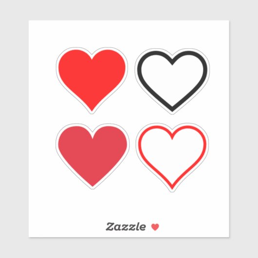 Rode en zwarte harten sticker (Vel)