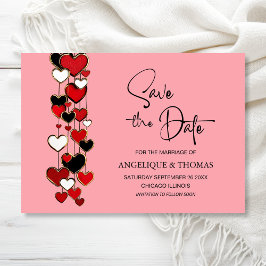Rode en Zwarte Harten Trouwuw Save-the-Date Save The Date