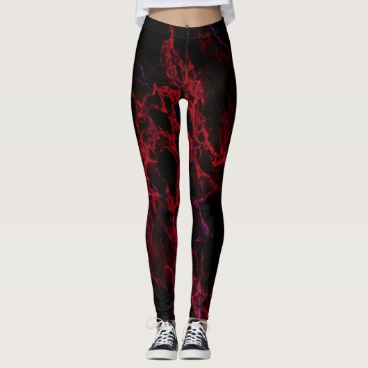 Rode en zwarte hete Leggings (Voorkant)