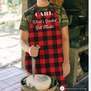 Rode en zwarte houthakker plaid BBQ schort voor ma