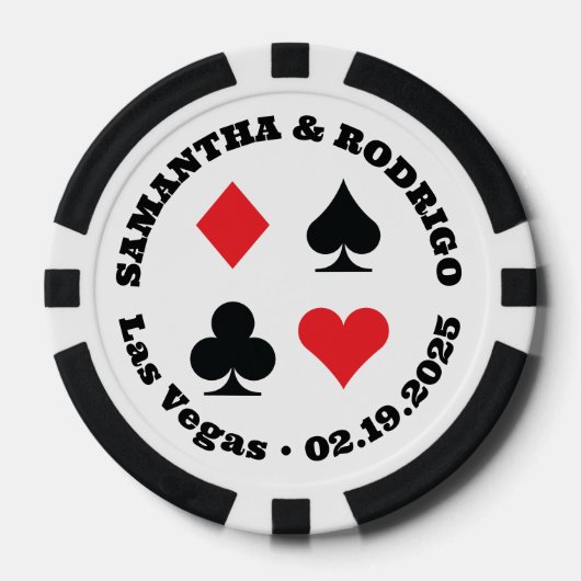 Rode en zwarte Kaart Suits Vegas Bruiloft Poker Chips (Voorkant)