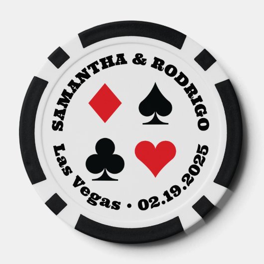Rode en zwarte Kaart Suits Vegas Bruiloft Poker Chips (Achterkant)