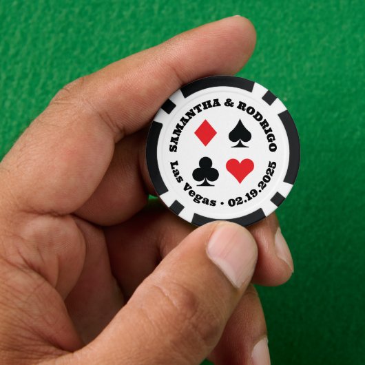 Rode en zwarte Kaart Suits Vegas Bruiloft Poker Chips (Hand)