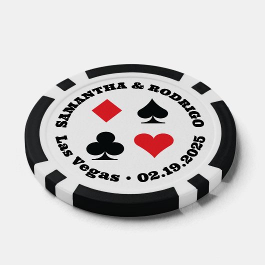 Rode en zwarte Kaart Suits Vegas Bruiloft Poker Chips (Enkel)
