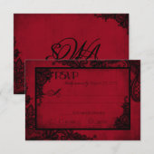 Rode en Zwarte Kant Gotische RSVP Kaart (Voorkant / Achterkant)