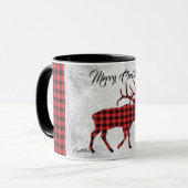 Rode en zwarte kariert hertelenmug mok (Voorkant links)