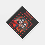 Rode en zwarte karikatuur Dia de los Muertos koppe Servet (Hoek)