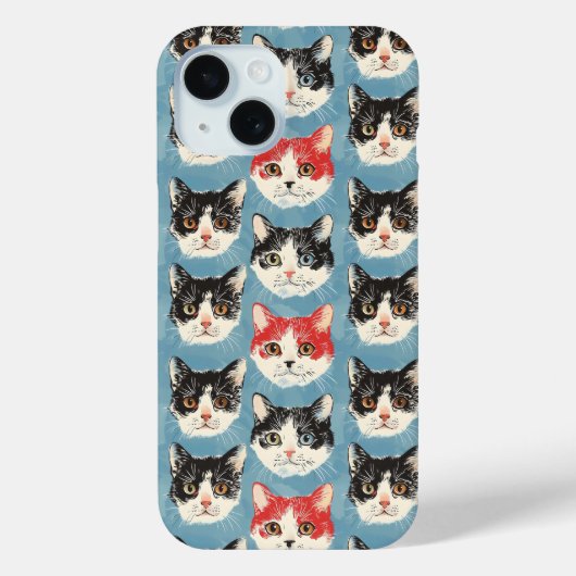 Rode en zwarte katten patroon Case-Mate iPhone case (Achterkant)