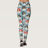 Rode en zwarte katten patroon leggings (Achterkant)
