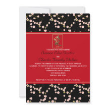 Rode en Zwarte Kersenbloesem Bruiloft Uitnodiging