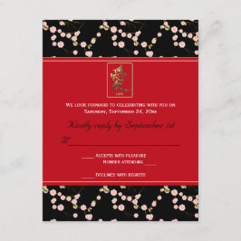Rode en Zwarte Kersenbloesem RSVP Kaart