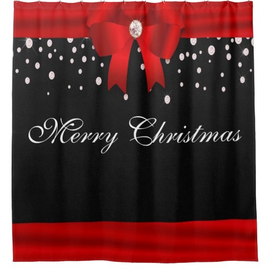 Rode en zwarte kerst douchegordijn (Voorkant)