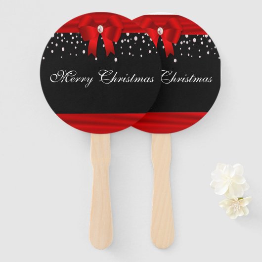 Rode en zwarte kerst handwaaier (Voorkant en achterkant)