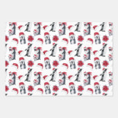 Rode en zwarte kerstpatronen inpakpapier vel (Voorkant 2)