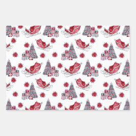 Rode en zwarte kerstpatronen inpakpapier vel