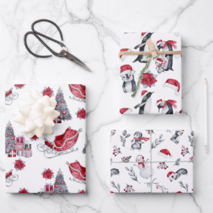 Rode en zwarte kerstpatronen inpakpapier vel