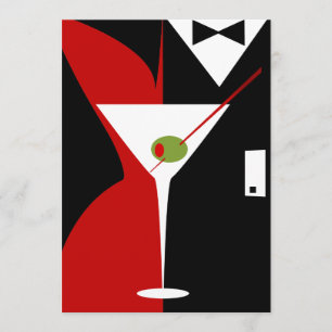 Rode en Zwarte Klasse Martini Cocktail Kaart