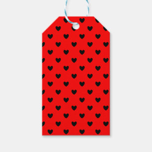 Rode en zwarte kleine hartjes cadeaulabel