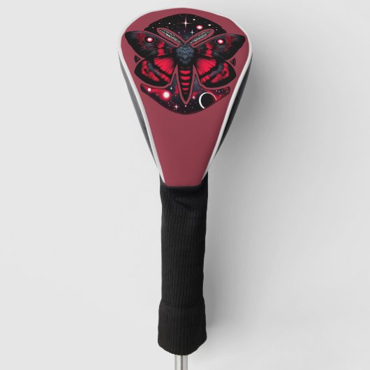 Rode en zwarte kosmische mot - hemelse mystiek golfheadcover (Voorkant)