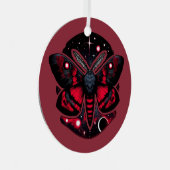 Rode en zwarte kosmische mot - hemelse mystiek metalen ornament (Voorkant Rechts)