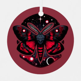 Rode en zwarte kosmische mot - hemelse mystiek metalen ornament