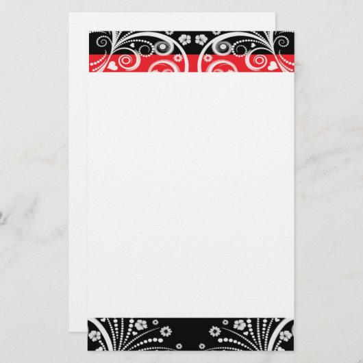 Rode en zwarte legant briefpapier (Voorkant / Achterkant)