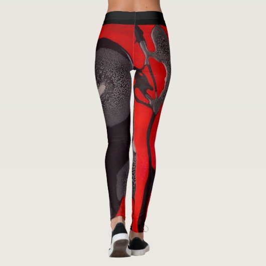 Rode en zwarte Leggings - (Achterkant)