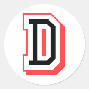 Rode en zwarte letter D Ronde Sticker