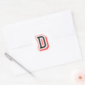 Rode en zwarte letter D Ronde Sticker (Envelop)