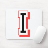 rode en zwarte letter I Muismat (Met muis)