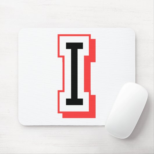 rode en zwarte letter I Muismat (Met muis)