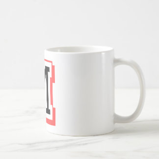 rode en zwarte letter M Koffiemok