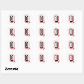 rode en zwarte letter Q Ronde Sticker (Vel)