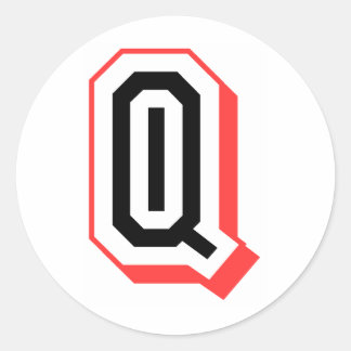 rode en zwarte letter Q Ronde Sticker