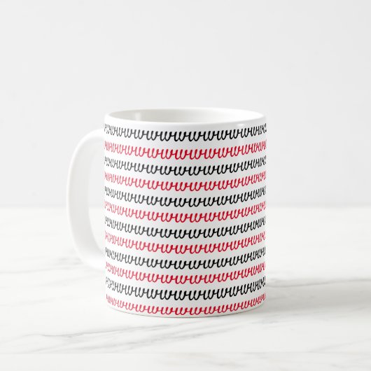 Rode en zwarte letters koffiemok (Voorkant links)