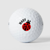 Rode en zwarte lieveheersbeestje golfbal golfballen (Voorkant)