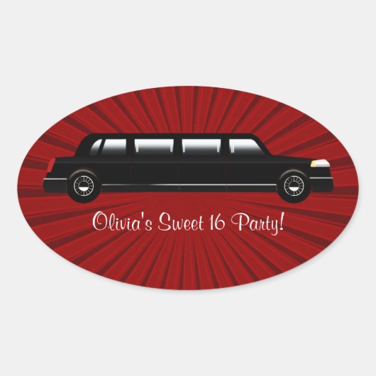 Rode en zwarte Limousine Party Stickers (Voorkant)