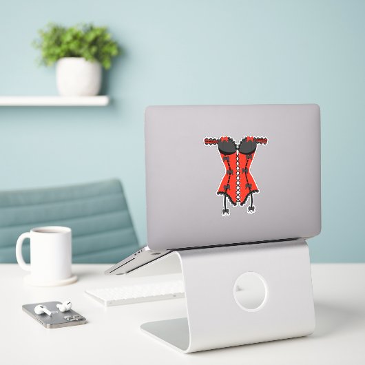 Rode en zwarte lingerie sticker (Laptop op bureau)