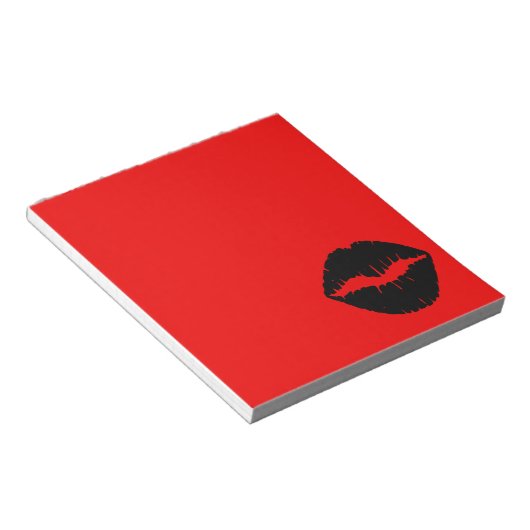 Rode en zwarte lipstick notitieblok (Schuin)