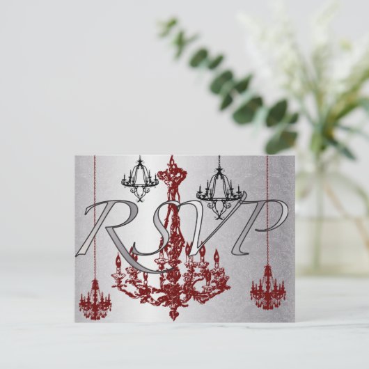 Rode en zwarte luchters — RSVP-kaart Uitnodiging Briefkaart (Staand voorkant)