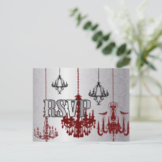 Rode en zwarte luchters — RSVP-kaart Uitnodiging Briefkaart (Staand voorkant)