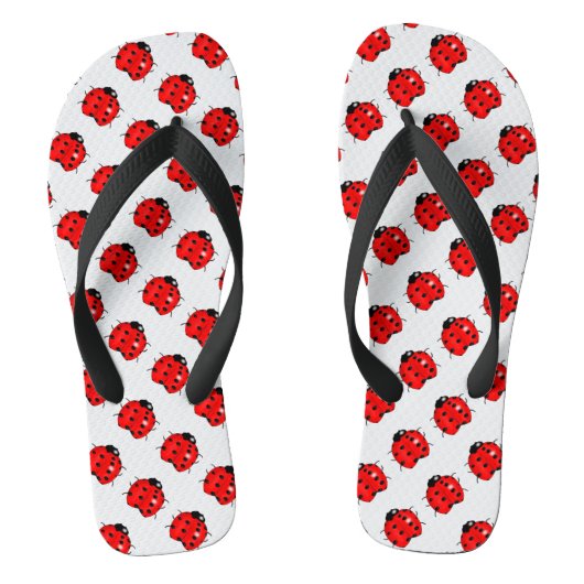 Rode en zwarte luibugs teenslippers (Voetbed)