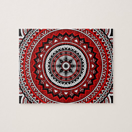 Rode en zwarte mandala legpuzzel (Horizontaal)