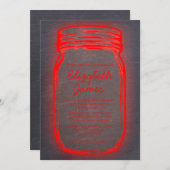 Rode en zwarte  Mason Jar Wedding Invitations Kaart (Voorkant / Achterkant)