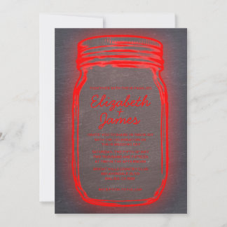 Rode en zwarte  Mason Jar Wedding Invitations Kaart