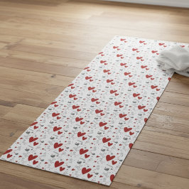 Rode en Zwarte Met de Hand Getekende Doodle Harten Yogamat