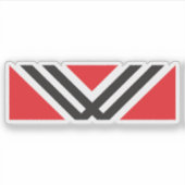 Rode en Zwarte Minimale Letter W Monogram Sticker (Voorkant)