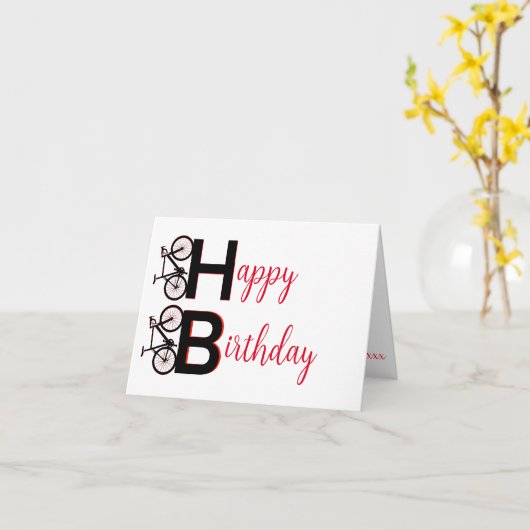 Rode en zwarte mountainbike MTB Gelukkige verjaard Kaart (Gele Bloem)
