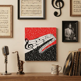 Rode en zwarte muziek thema canvas afdruk