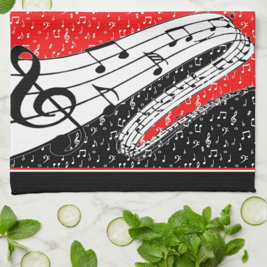 Rode en zwarte muziek thema handdoek (Gevouwen)